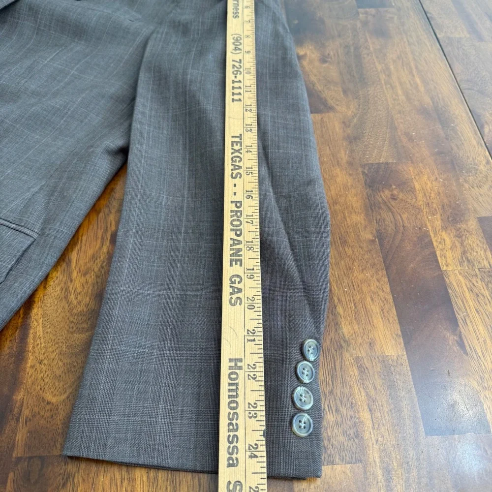 Lauren Ralph Lauren Mens 44L Grey Glen Check 100% Wool Blazer Jacket Made Canada